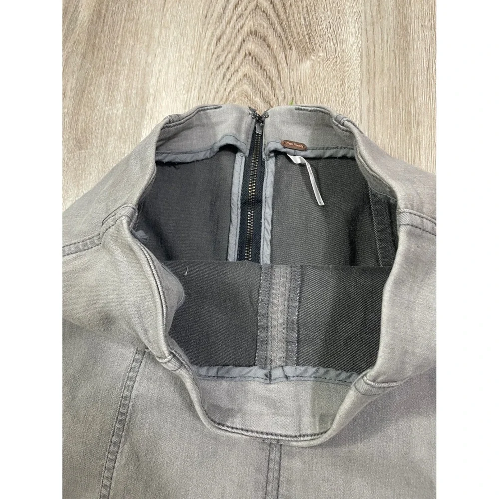 Free People Modern Femme Mini Skirt Womens 6 Gray Stretch Denim A Line
